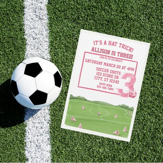 Invitation Trick hat soccer rose, 3e anniversaire