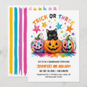 Invitation Trick or Three 3e Anniversaire Fête d'Halloween Ch (Devant / Derrière)