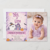 Invitation Trick Or Three Fête d'anniversaire Halloween (Devant)