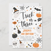 Invitation Trick or Three Halloween 3e Anniversaire Fête Mign (Devant)