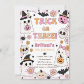 Invitation Trick or Three Halloween 3e Anniversaire Fête Mign (Devant)
