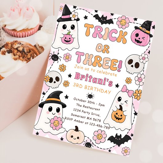 Invitation Trick or Three Halloween 3e Anniversaire Fête Mign