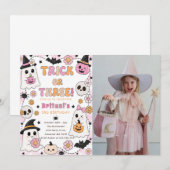 Invitation Trick or Three Halloween 3e Anniversaire Fête Mign (Devant / Derrière)