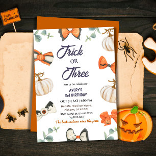 Invitation Trick or Three Halloween Anniversaire Citrouille B