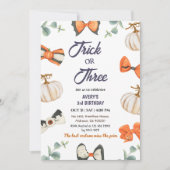 Invitation Trick or Three Halloween Anniversaire Citrouille B (Devant)