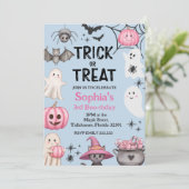 Invitation Trick Or Three Halloween Ghost 3e Anniversaire (Debout devant)