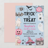 Invitation Trick Or Three Halloween Ghost 3e Anniversaire (Devant / Derrière)
