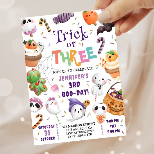 Invitation Trick or Three! Joli Anniversaire Violet Halloween