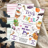 Invitation Trick or Three! Joli Anniversaire Violet Halloween