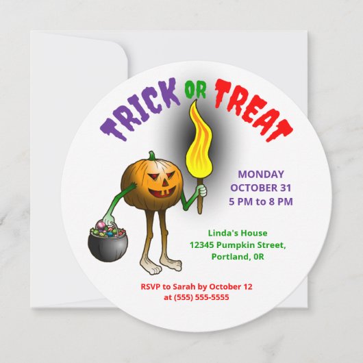 Invitation Trick or Treat avec Jack O'lantern (Devant)