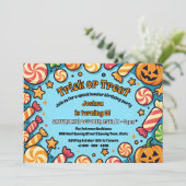 Invitation Trick or Treat Candy Citrouille Halloween Annivers (Debout devant)