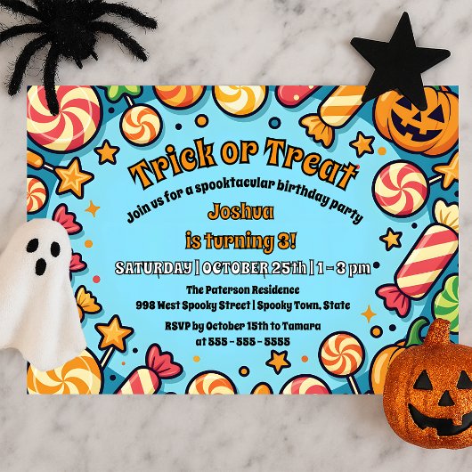 Invitation Trick or Treat Candy Citrouille Halloween Annivers