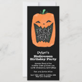 Invitation Trick or Treat Citrouille Halloween Anniversaire (Devant)