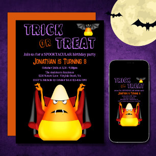 Invitation Trick or Treat Cute Candy Corns Halloween Annivers