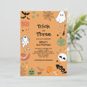 Invitation Trick or Treat Cute Ghost Halloween 3e anniversair (Debout devant)
