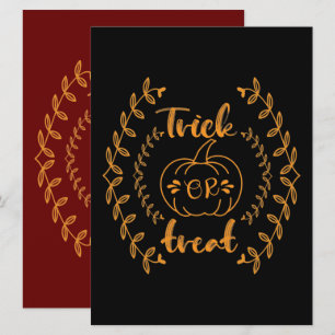 Invitation Trick or treat dans un cadre de plantes