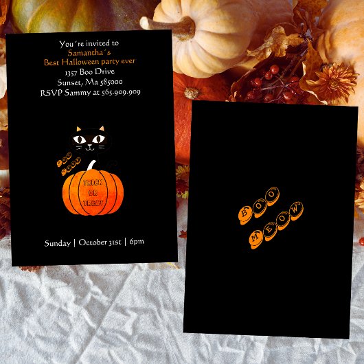 Invitation Trick or Treat Effrayant Orange Black Kids Hallowe
