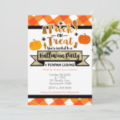 Invitation Trick or Treat Fête d'Halloween Rustique Orange (Debout devant)