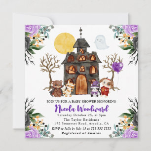 Invitation Trick or Treat Halloween Bébé à l'aquarelle