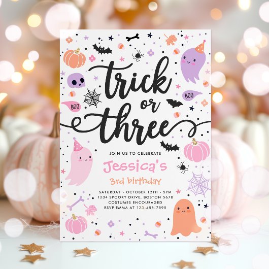 Invitation Trick or Treat Halloween Ghost 3e fête d'anniversa