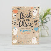 Invitation Trick or Treat Halloween Ghost 3e fête d'anniversa (Debout devant)