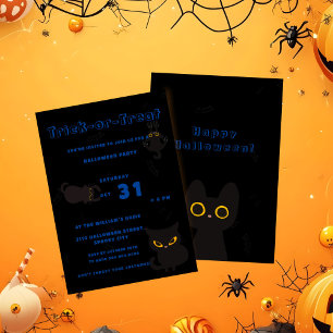 Invitation Trick or Treat Joli Chat Noir Halloween