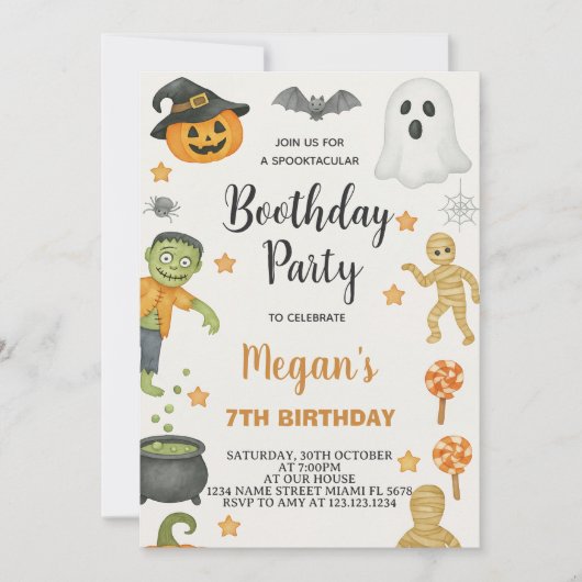 Invitation Trick or Treat Kids Halloween Anniversaire Invitat (Devant)