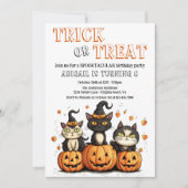 Invitation Trick or Treat mignonne Halloween Chats Anniversai (Devant)