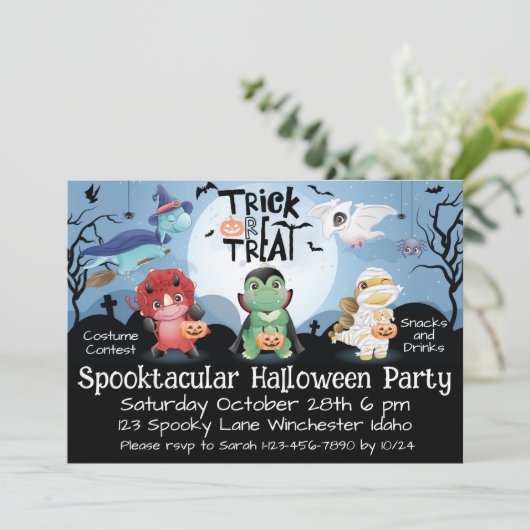 Invitation Trick or Treat Spooktacular Halloween Party (Debout devant)