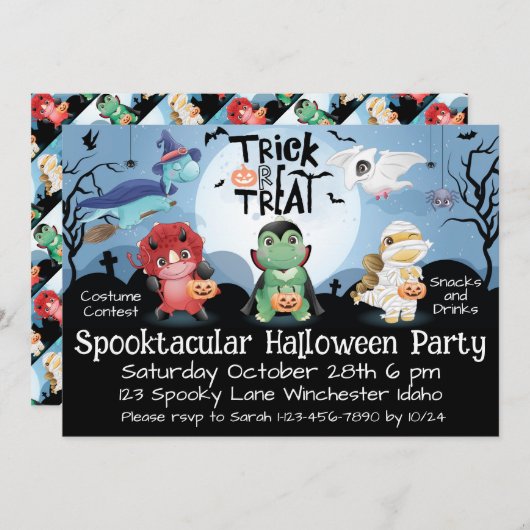 Invitation Trick or Treat Spooktacular Halloween Party (Devant / Derrière)