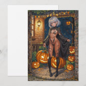 Invitation Trick or Treater, courageuse fille en costume d'Ha (Devant / Derrière)