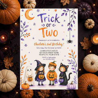 Invitation Trick or Two Jolie Fête d'Halloween pour un 2e Ann
