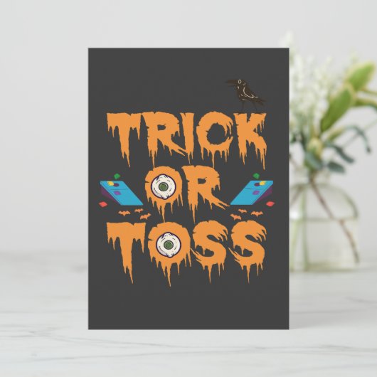 Invitation Trick ou Jeter Drôle Éffrayant Halloween Cornhole (Debout devant)
