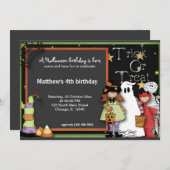 Invitation Trick ou traitement Halloween Anniversaire (Devant / Derrière)