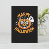 Invitation Trick Ou Traiter Halloween Citrouille Joyeux Hallo (Debout devant)