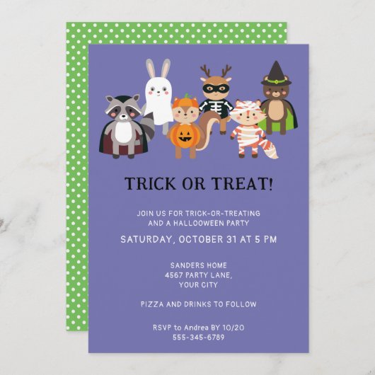 INVITATION TRICK OU TRAITER HALLOWEEN PARTY (Devant / Derrière)