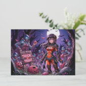 Invitation Trick ou traiter Halloween Zombies distribuer le c (Debout devant)