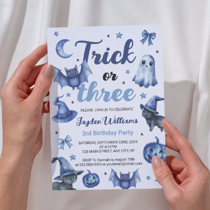 Invitation Trick Ou Trois Bleus Halloween Enfants 3e Annivers