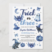Invitation Trick Ou Trois Bleus Halloween Enfants 3e Annivers (Devant)