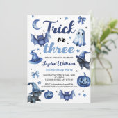Invitation Trick Ou Trois Bleus Halloween Enfants 3e Annivers (Debout devant)