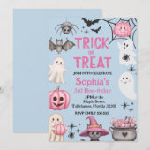 Invitation Trick Ou Trois Fantôme D'Halloween 3ème Fête D'Ann (Devant / Derrière)