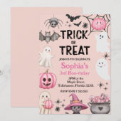 Invitation Trick Ou Trois Fantôme D'Halloween 3ème Fête D'Ann (Devant / Derrière)