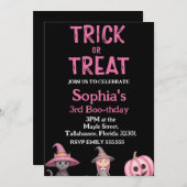 Invitation Trick Ou Trois Fantôme D'Halloween 3ème Fête D'Ann (Devant / Derrière)