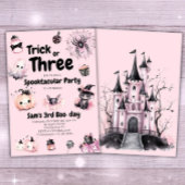 Invitation Trick ou trois fille mignonne Halloween 3e anniver