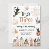 Invitation Trick ou trois Halloween 3e anniversaire (Devant)