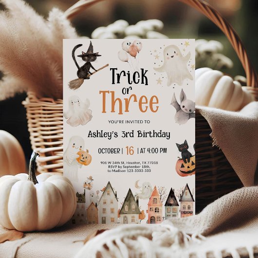 Invitation Trick ou trois Halloween 3e anniversaire