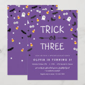 Invitation Trick ou trois Halloween 3ème anniversaire Invitat (Devant / Derrière)