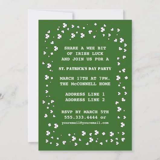 Invitation Tricolor Shamrock St. Patrick's Day Party (Dos)