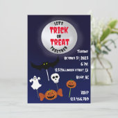 Invitation Tricoter ou traiter Halloween bonbons éffrayants (Debout devant)