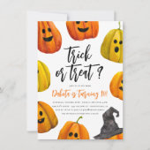 Invitation Tricoter ou traiter Halloween Citrouille fête d'an (Devant)